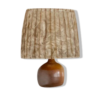 Lampe pied en grès abat jour laine vintage