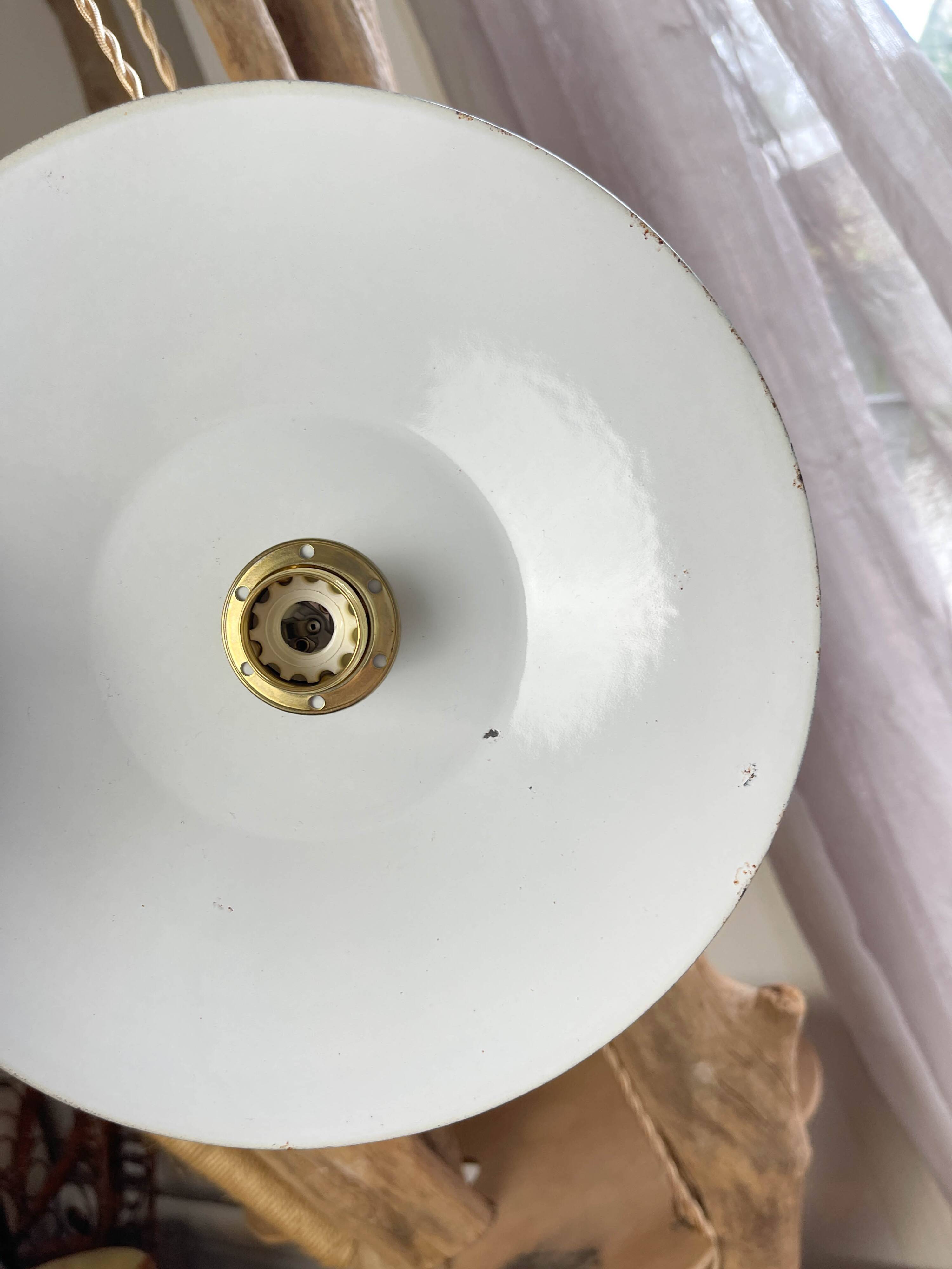 Vintage lampshade in green enamelled sheet metal, customizable