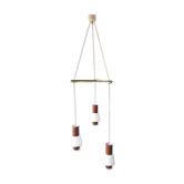 Hanging lamp boomerang 3 white lanterns and wood