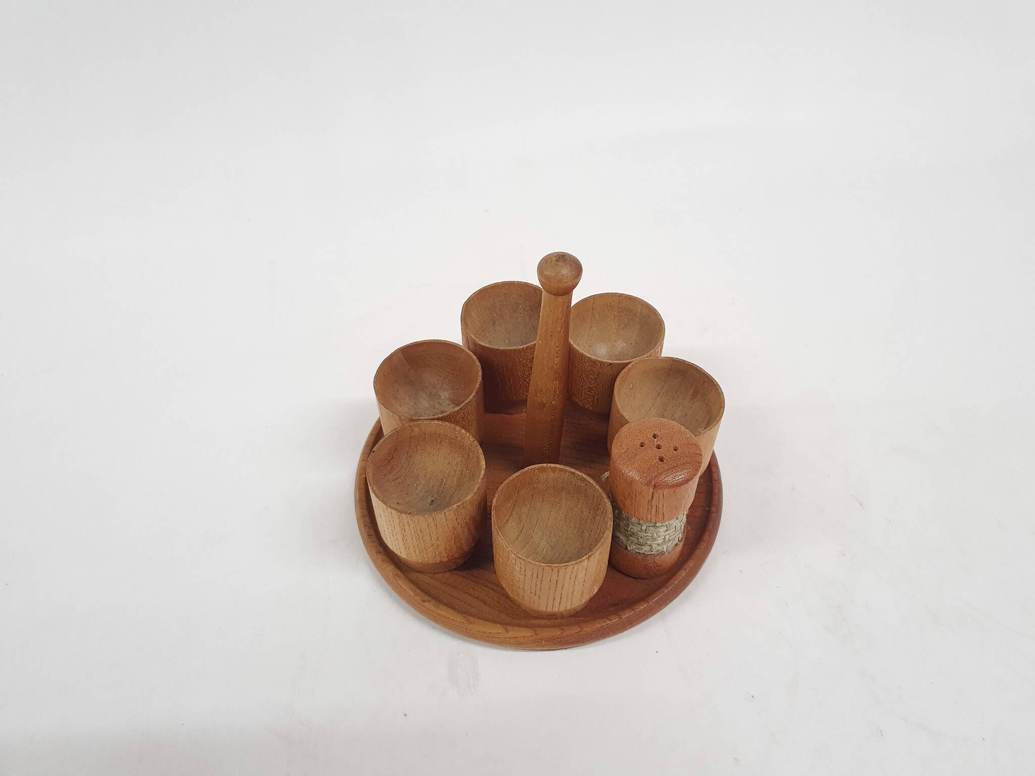 Vintage wooden egg cups, The Netherlands 1950's