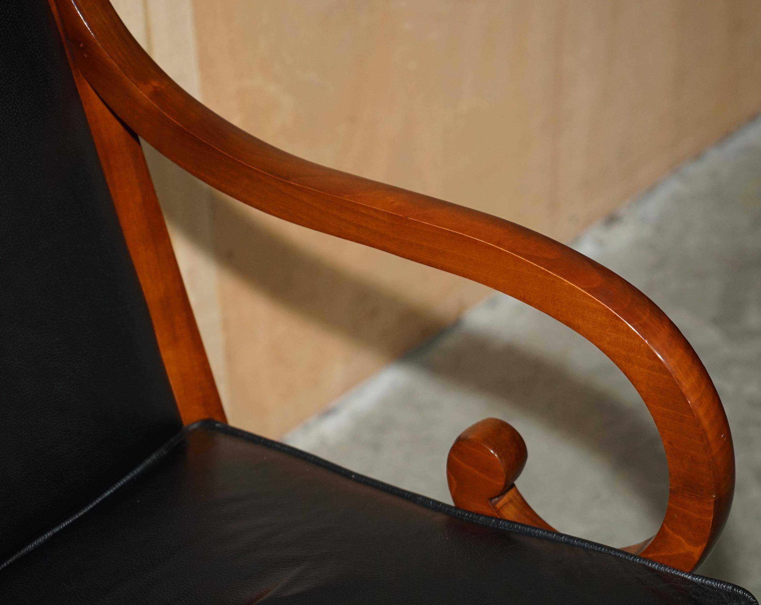 Captain's armchair in leather and cherry wood Grange Paris