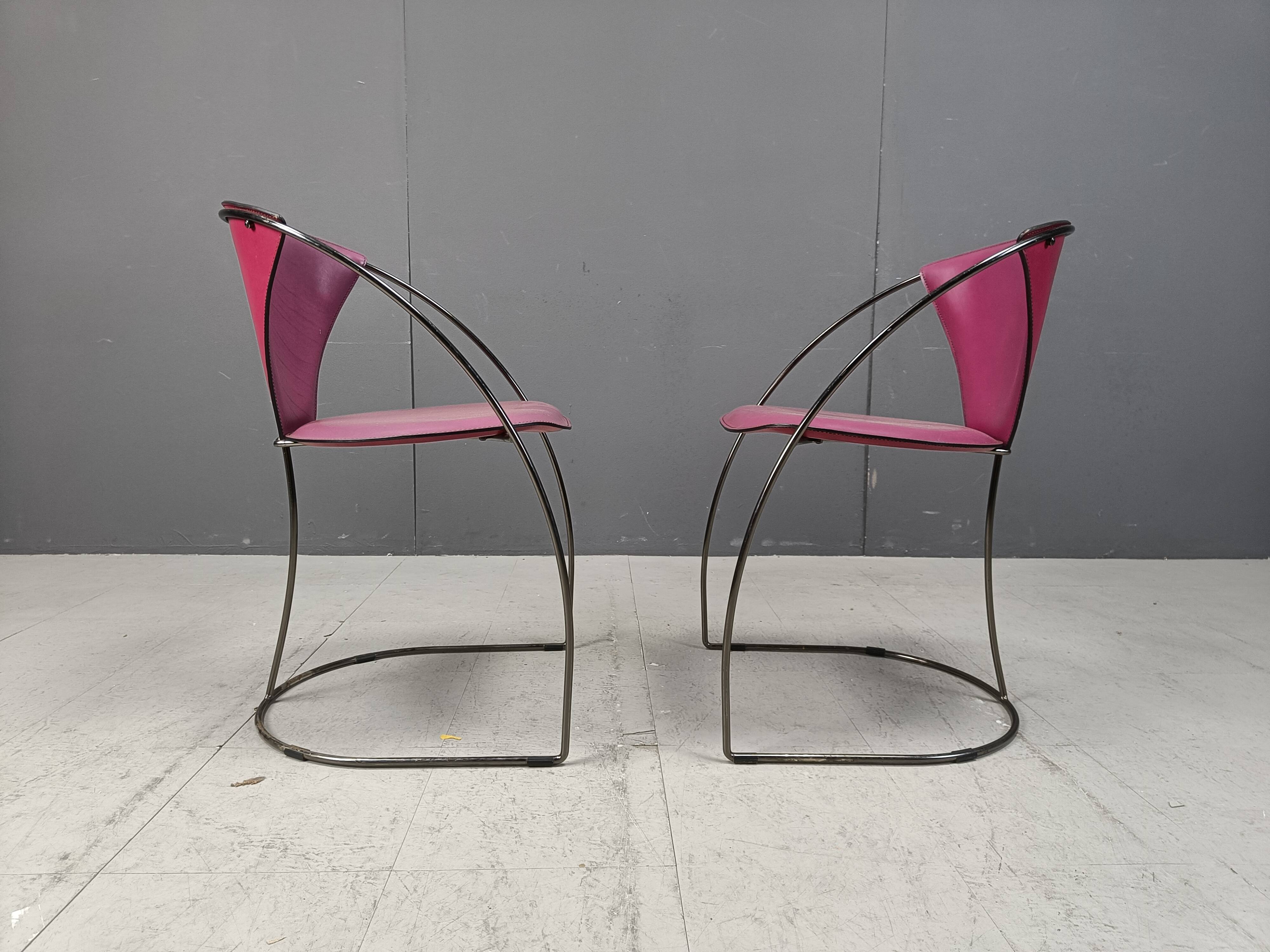 Vintage pink 'linda' dining chairs by Arrben, 1980s - set of 4