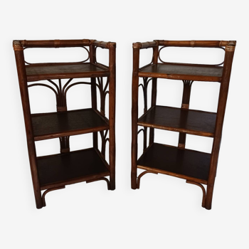 Pair of rattan bedside tables