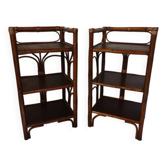 Pair of rattan bedside tables