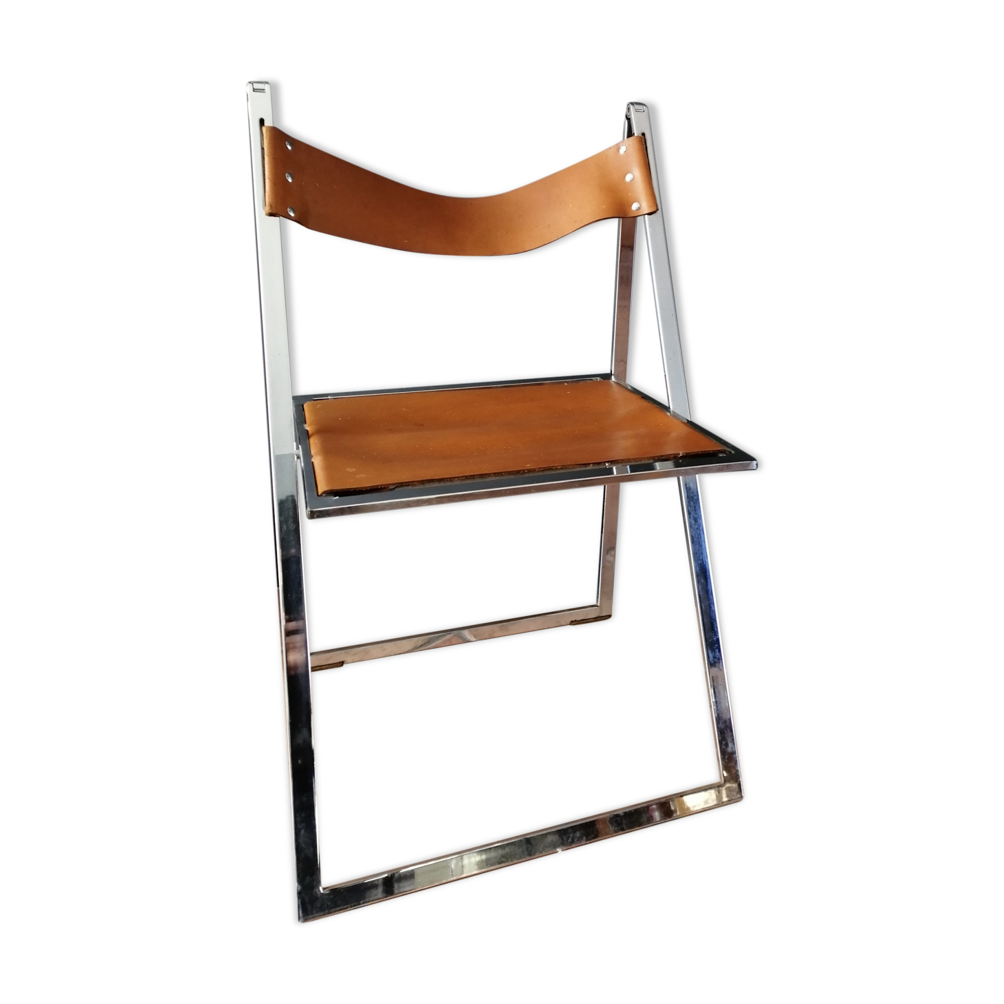 Leather folding chair "Elios" 60s