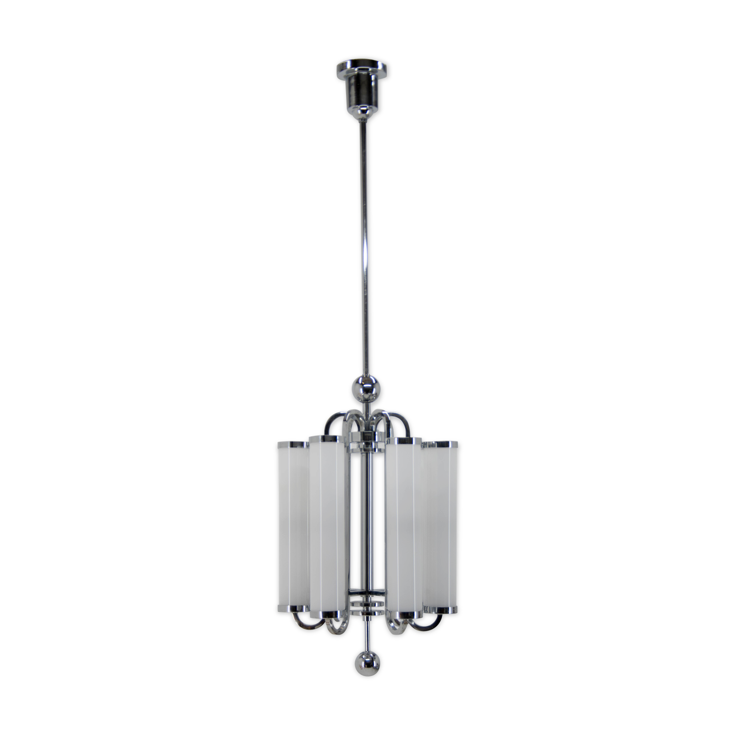 Bauhaus chrome-plated tubular chandelier, 1930s