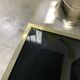 Black lacquer and brass console coffee table