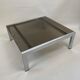Vintage square coffee table chrome structure and smoked glass top