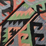 Tapis Kilim Vintage Pastel Fait Main, Motifs Géométriques Turcs, 175x336 Cm