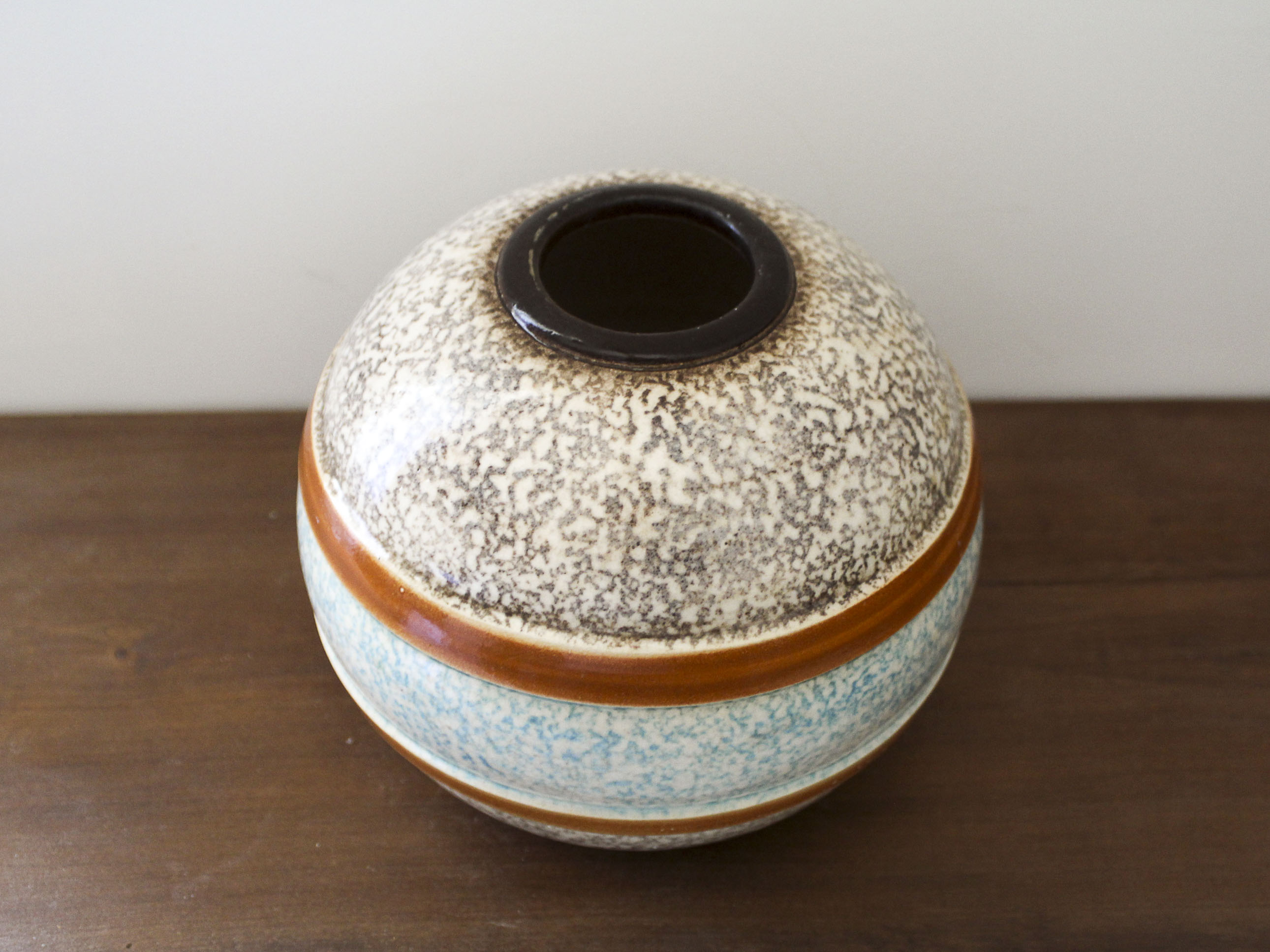 Art Deco glazed ceramic ball vase signed