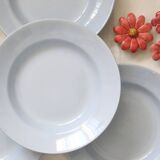 Set of 4 Moulin des Loups soup plates, vintage French, rustic