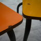 Pair of small yellow and orange child chair, vintage 80s