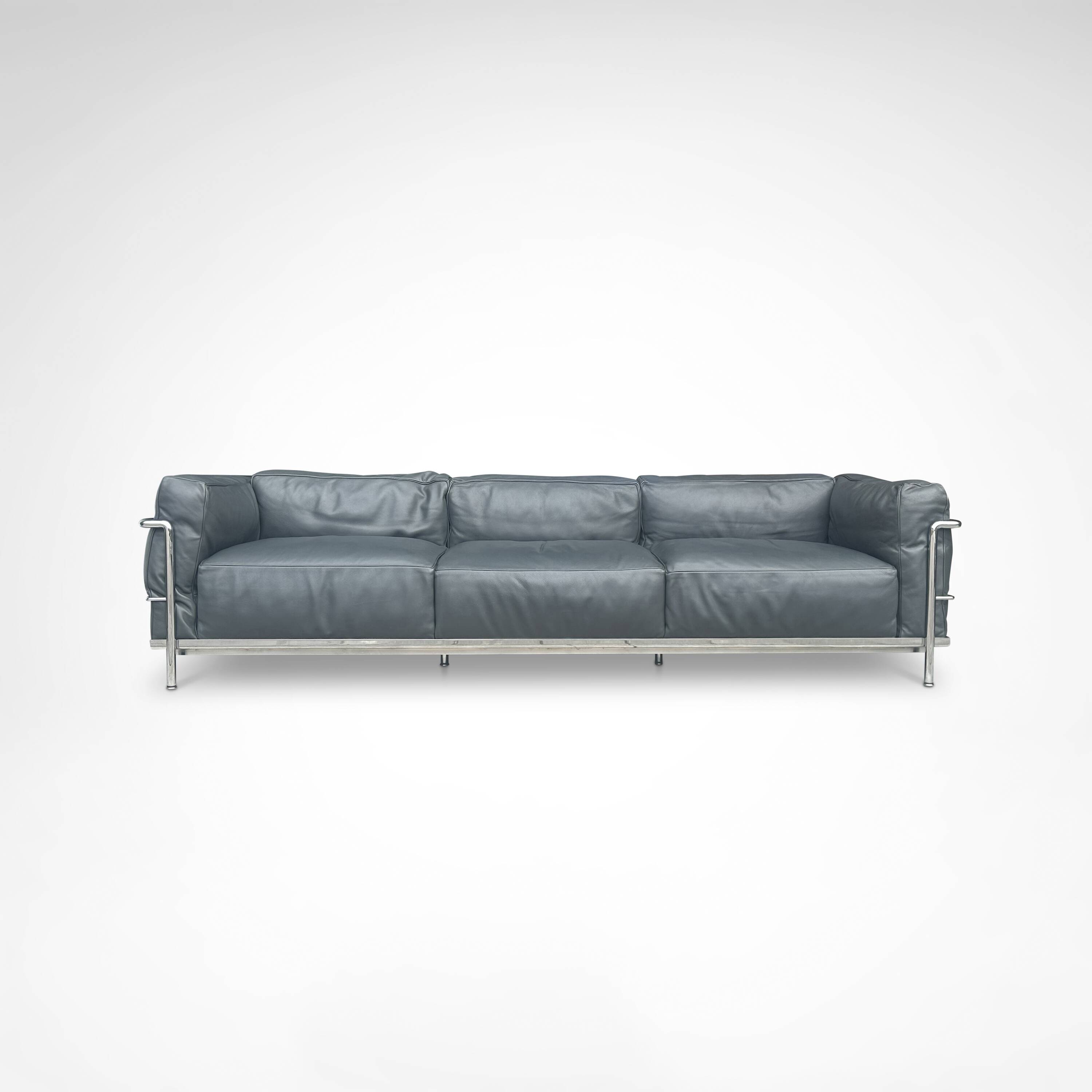 LC3 down cushions Y extra leather 3-seater sofa by Le Corbusier Cassina 90s