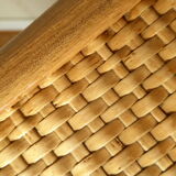 Chest of drawers vintage wood and rattan blond 4 drawers ca 1970