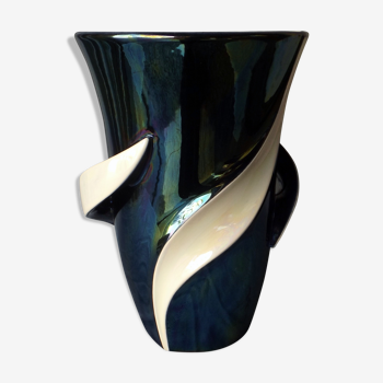 Vase en céramique à émail iridescent Verceram circa 1950