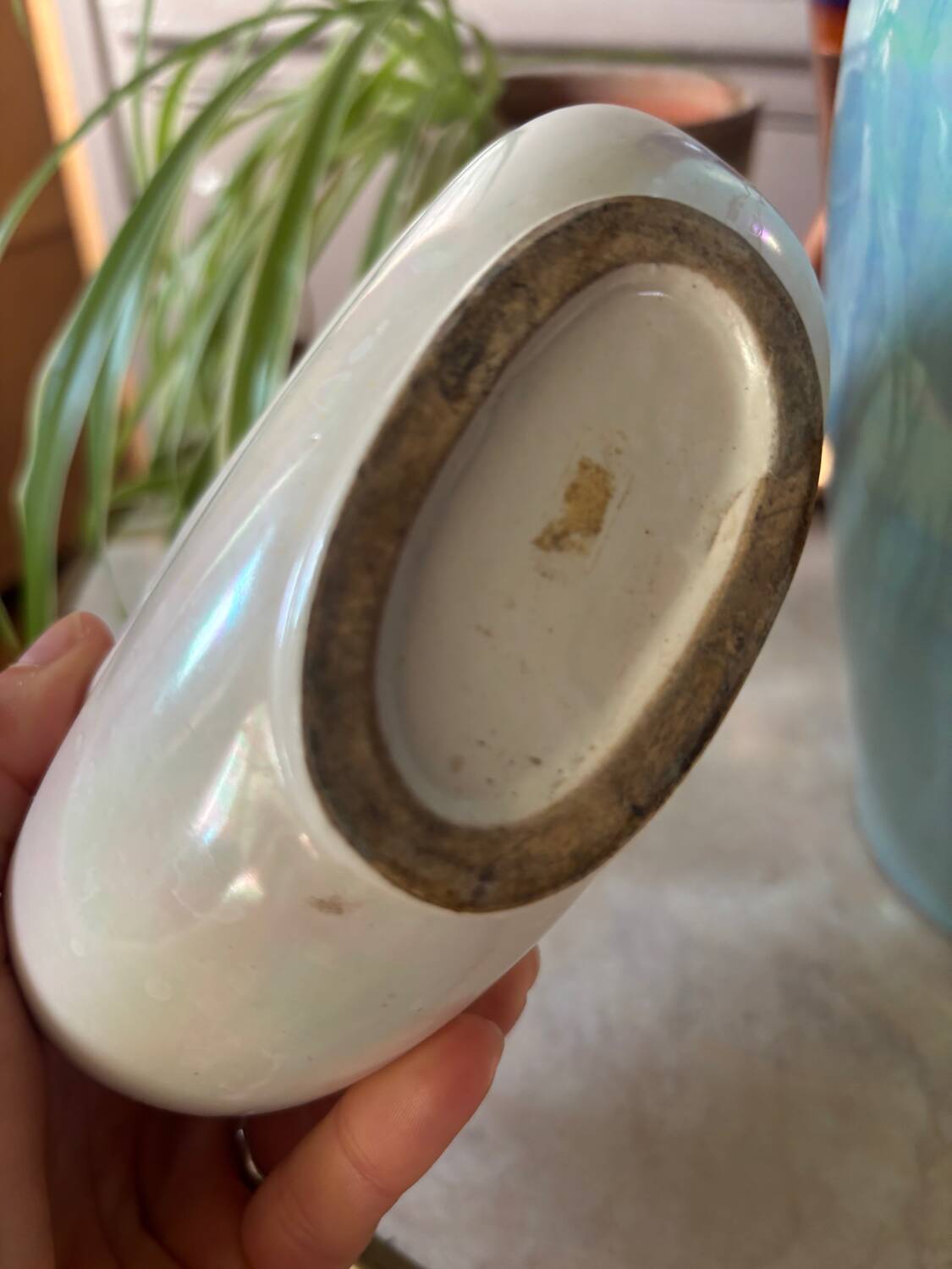 Vase art deco irisé années 80