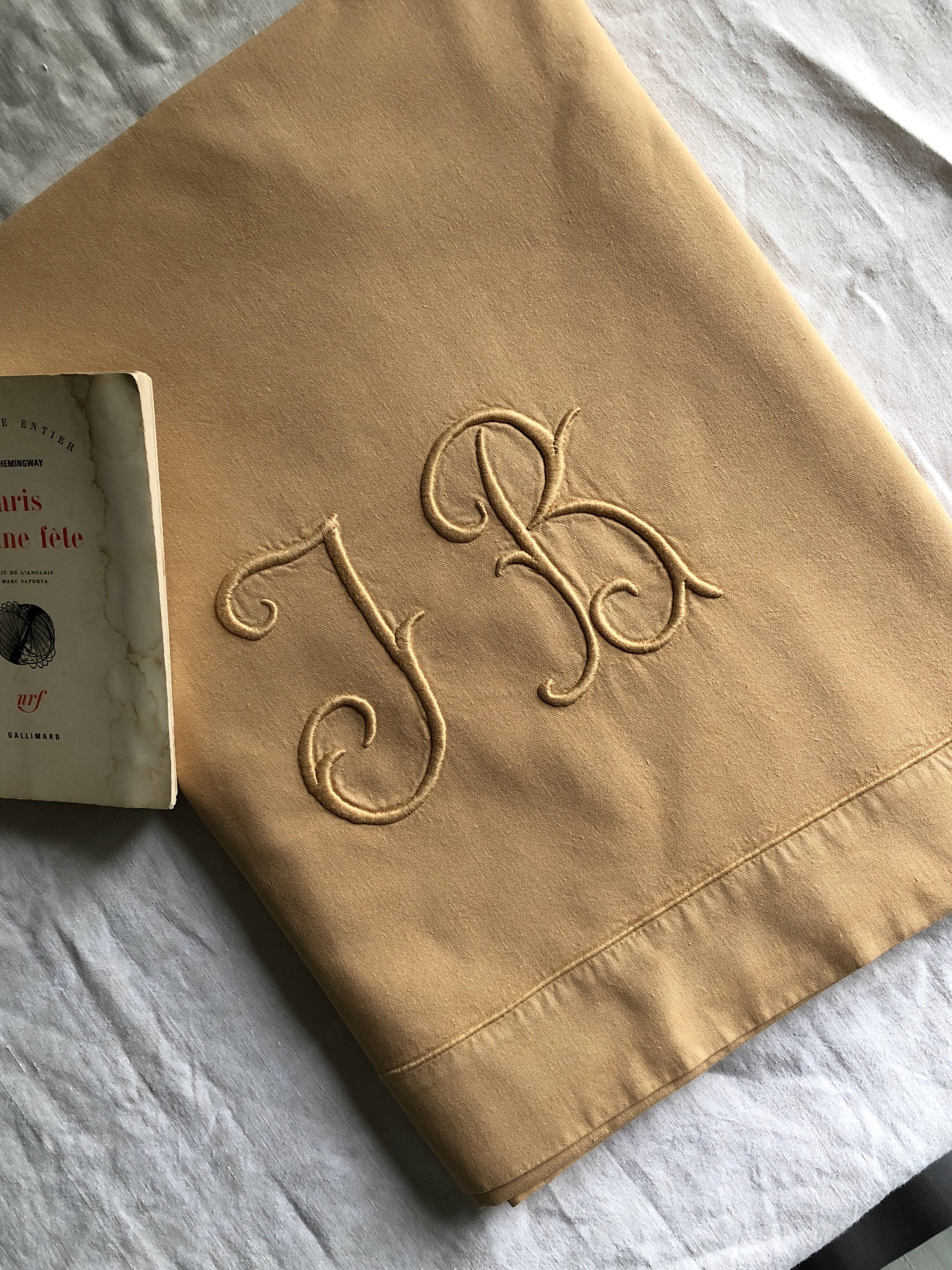 Old linen and yellow cotton sheet