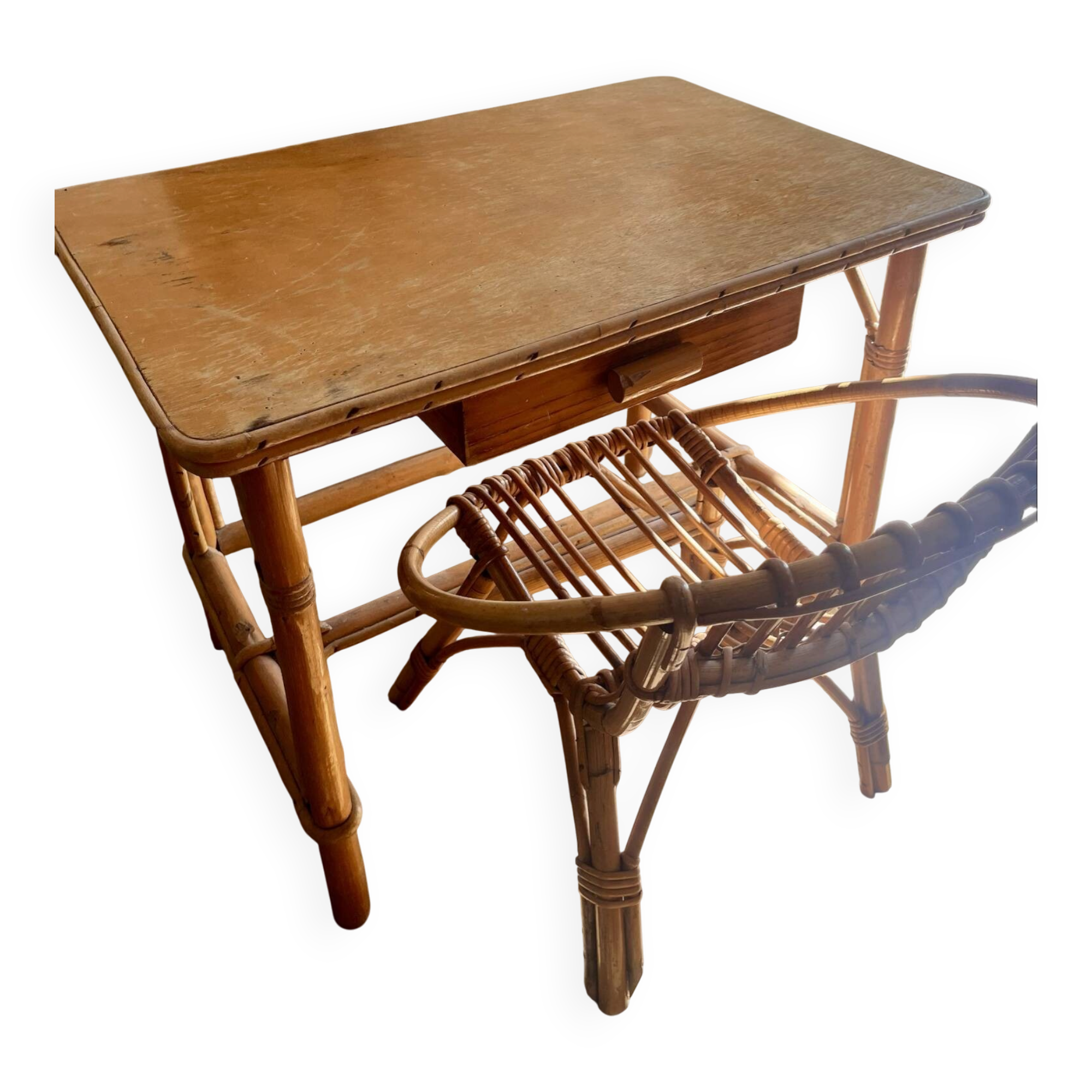 Small children's desk in rattan