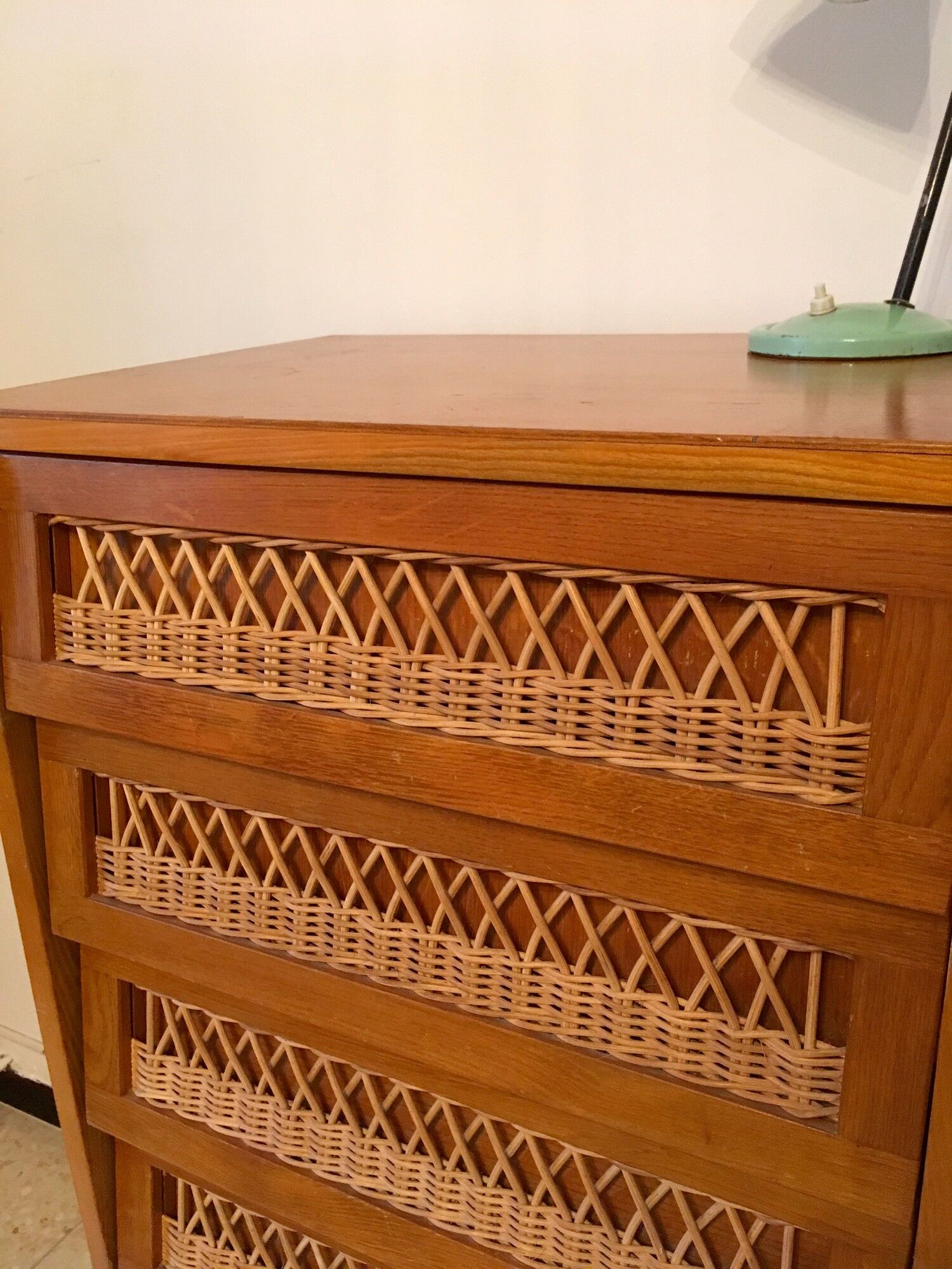Dresser in rattan feet vintage compass 50s