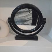 Vintage round pivoting mirror in black, retro style from the 70s/80s.