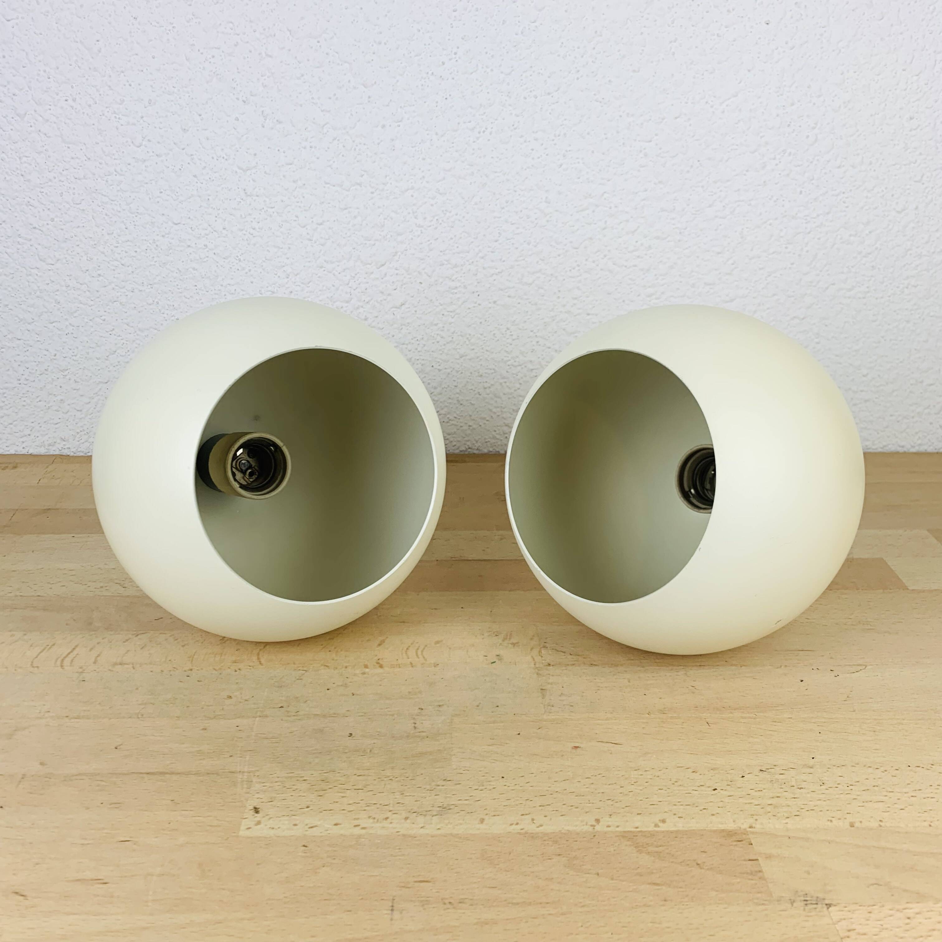 Paire d'appliques spots eyeball orientable, style space age, 70