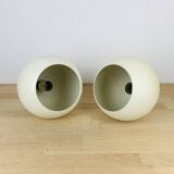 Pair of adjustable eyeball spotlights, space age style, 70s