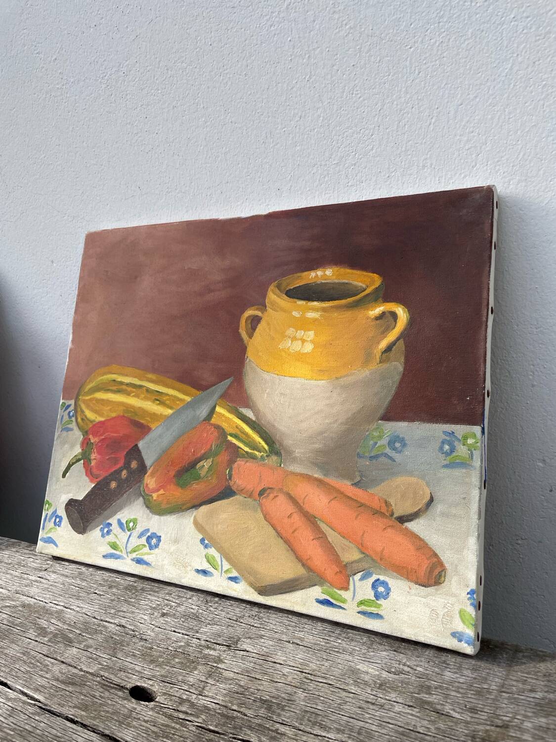 Still life oil on canvas with vegetables