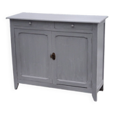 Parisian sideboard in solid oak and poplar 2 doors 2 drawers gray patina early 20th century