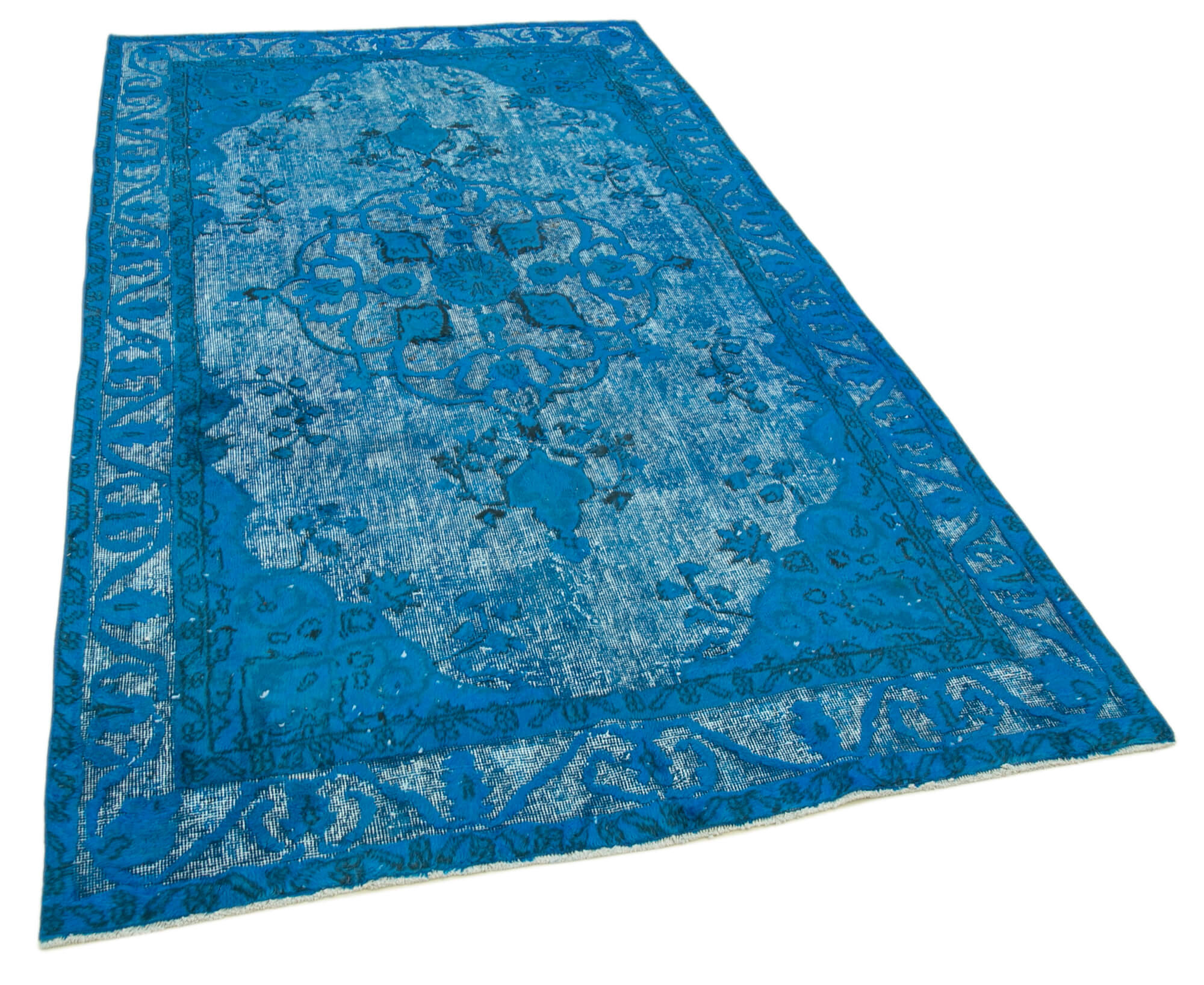Hand-Knotted Bohemian Turkish 1970s 152 cm x 263 cm Blue Carpet