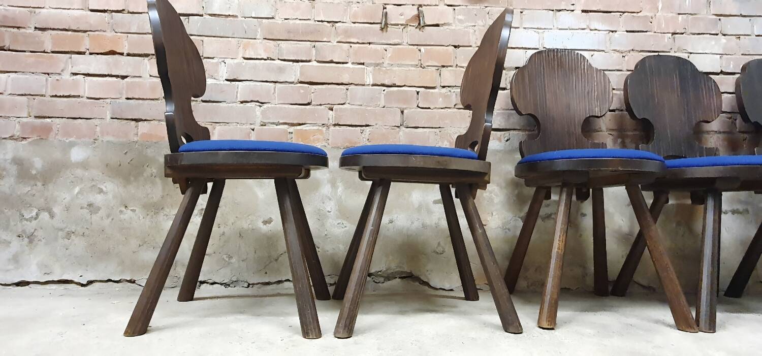 Lot of 6 vintage brutalist chairs from the 1970s.
