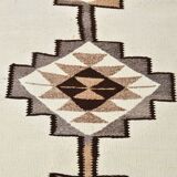 Tapis runner kilim vintage beige marron, motifs géométriques 388x101cm