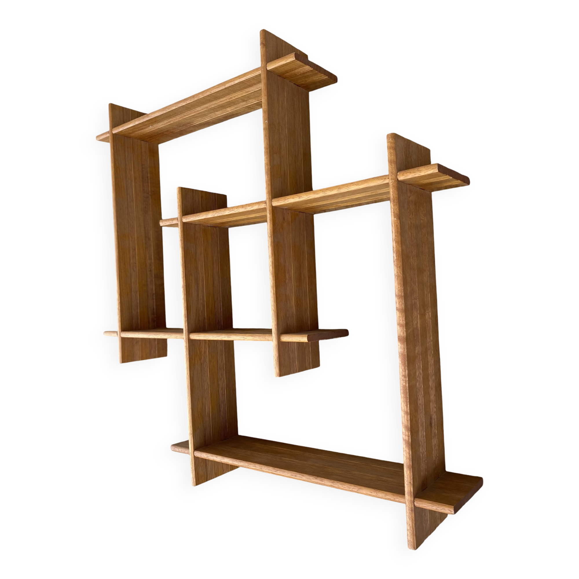 Small vintage modernist asymmetrical wall shelf 1980