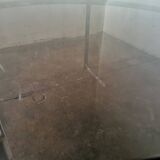 Round coffee table, chrome and smoked glass