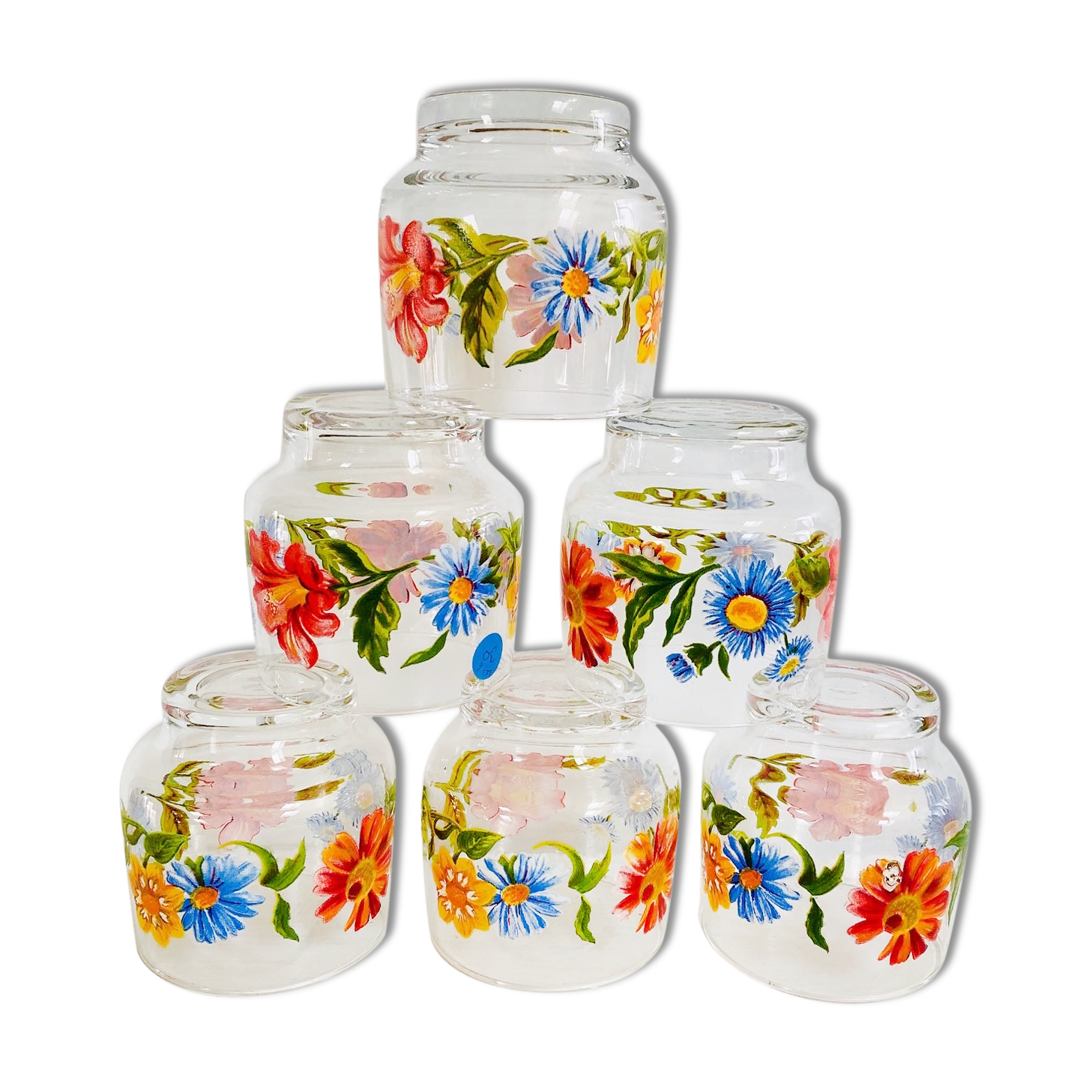Six verres fleuris