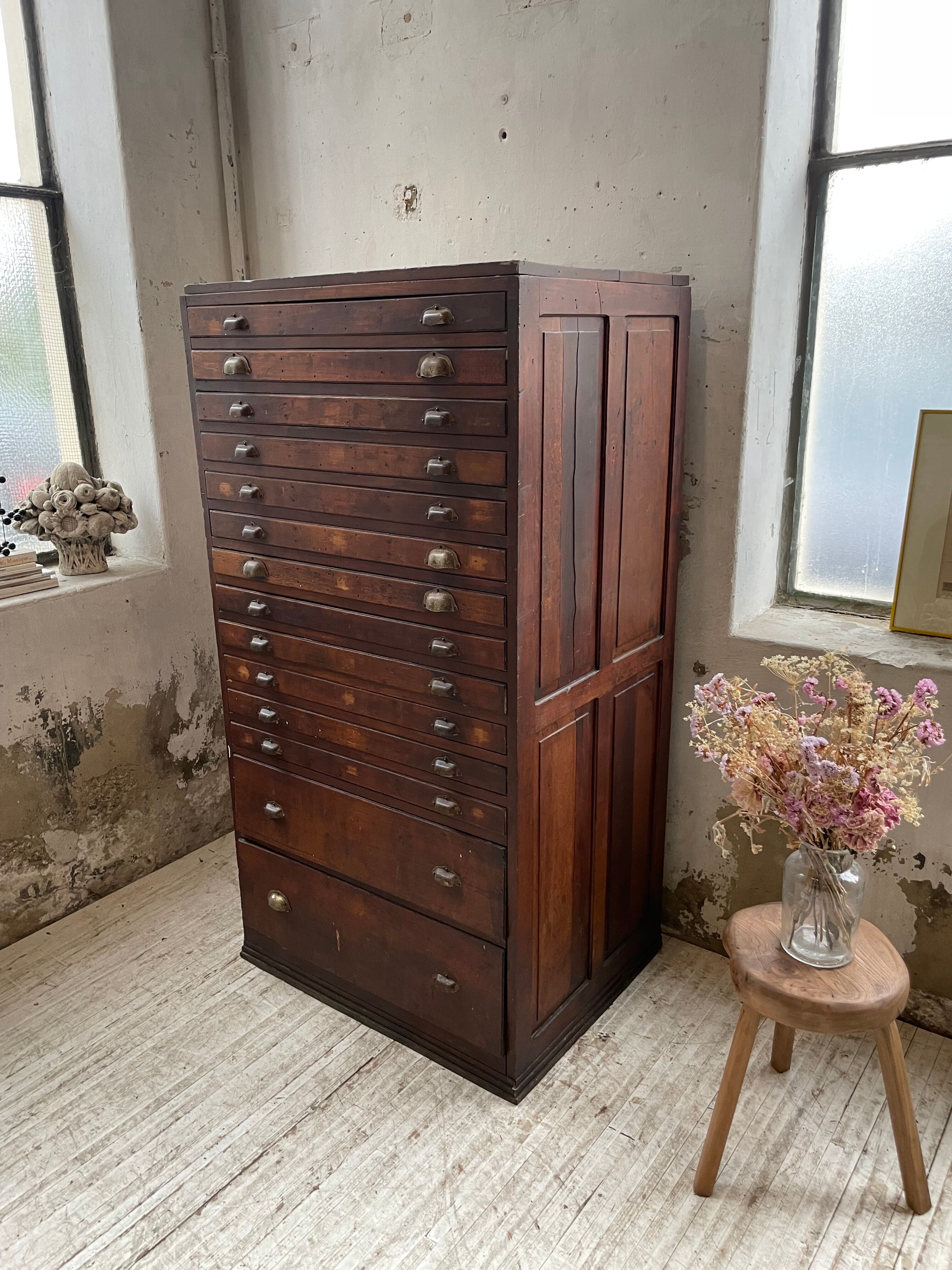 Workshop furniture printing with drawers XL oak