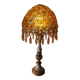1970 lamp, patinated painted wood, and amber acrylic lampshade 70x28 elec ok;