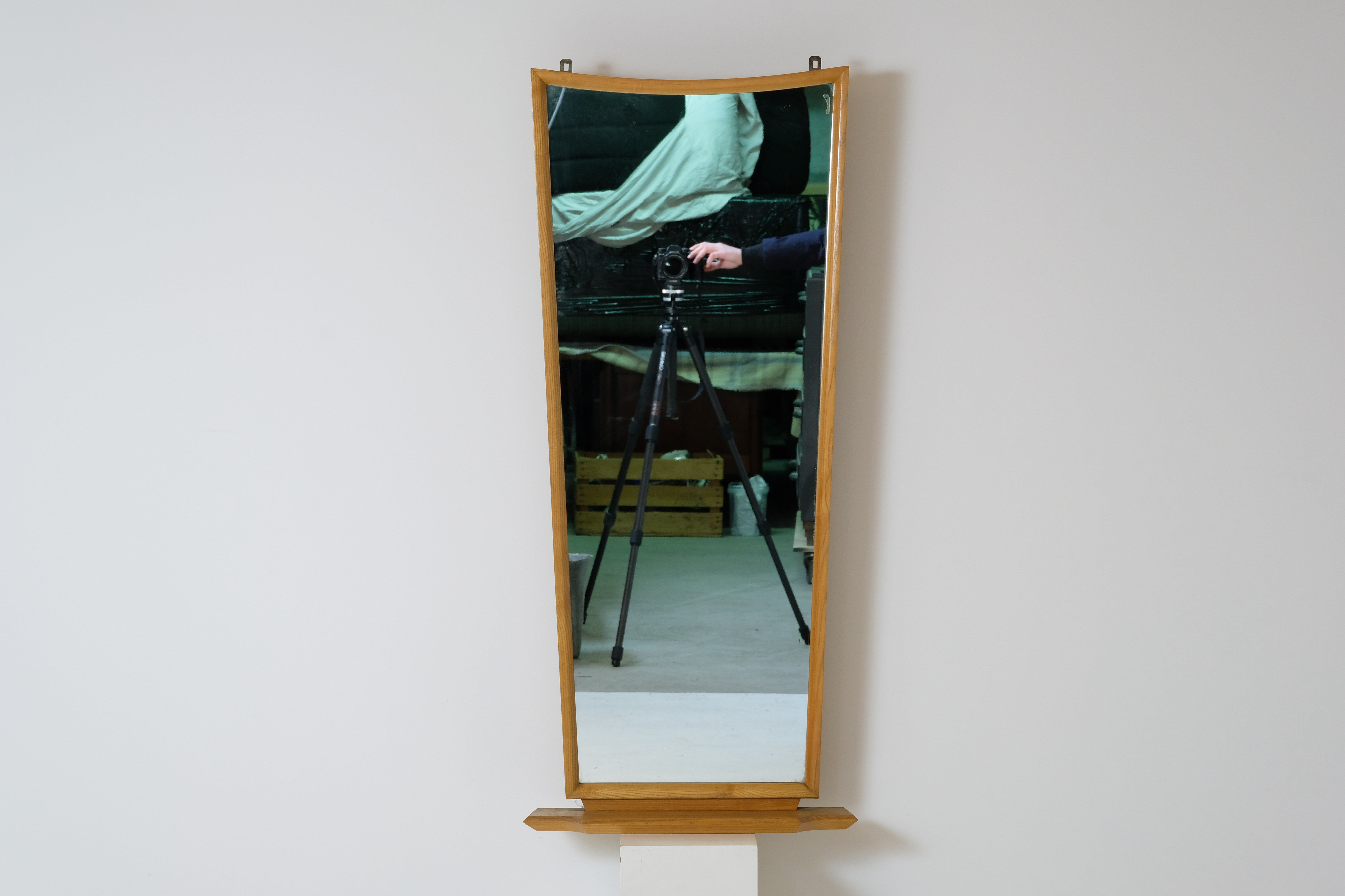 Solid oak mirror 1960s 50x114cm