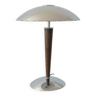 Lampe paquebot, champignon vintage en chrome et bois