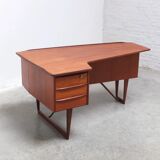 Freestanding 'Boomerang' desk in teak by Peter Løvig Nielsen, 1968