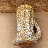 Antique vase pitcher vallauris fat lava ceramic yellow white foam #b479