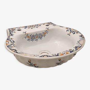 Vasque porcelaine Vieux Rouen & accessoires assortis