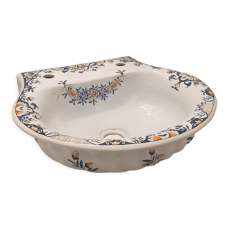 Vasque porcelaine Vieux Rouen & accessoires assortis