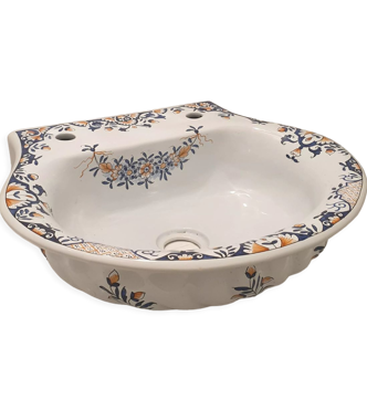 Vasque porcelaine Vieux Rouen & accessoires assortis