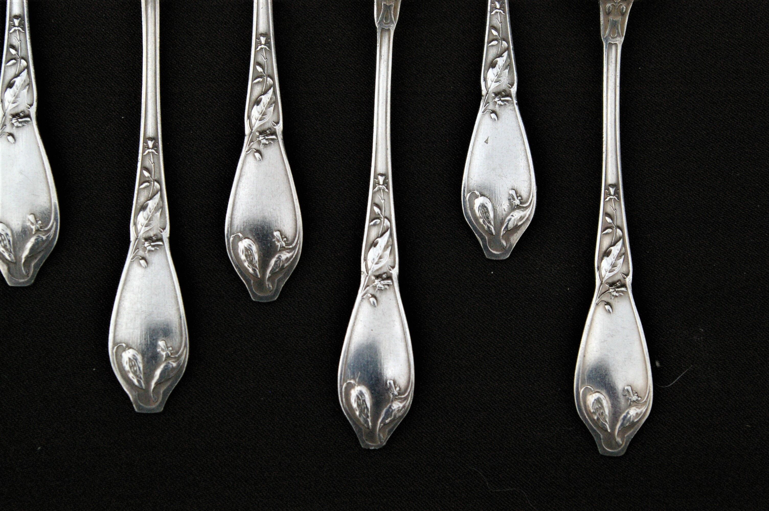 12 small Silver Metal Spoons Art Nouveau - Adolphe Boulenger