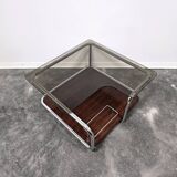 Table basse bauhaus en noyer des années 1970