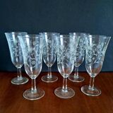 6 Luminarc Enghien champagne flutes from the 1950s/60s.