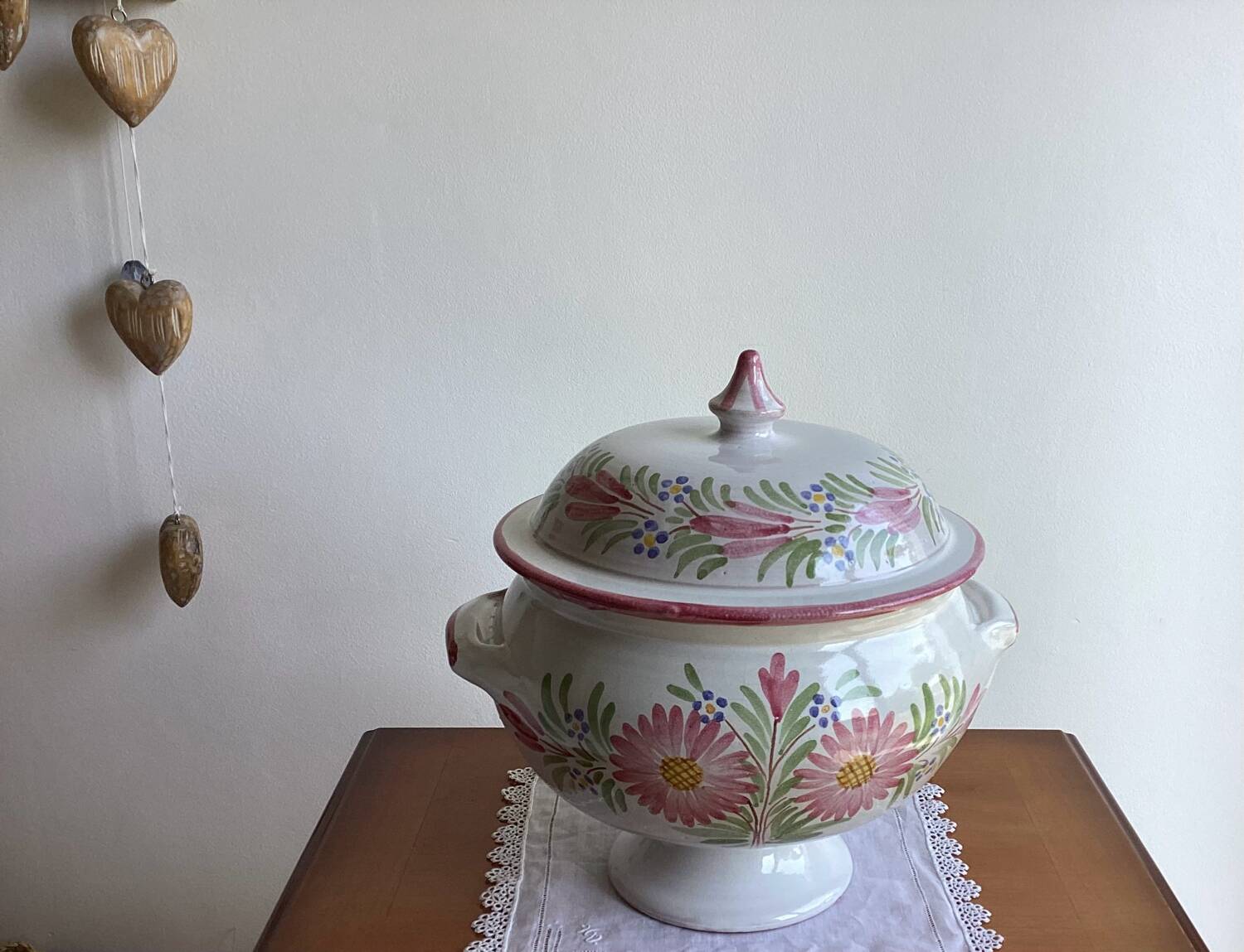Vintage enameled pottery tureen