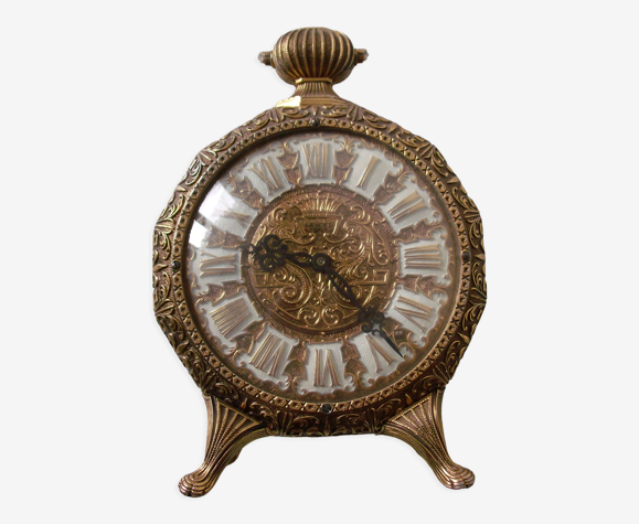 Ancienne pendule Lancel Paris bronze forme montre à gousset mécanique |  Selency