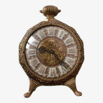 Ancienne pendule Lancel Paris bronze forme montre à gousset mécanique