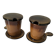 Pair of glazed stoneware cups with saucers and lids